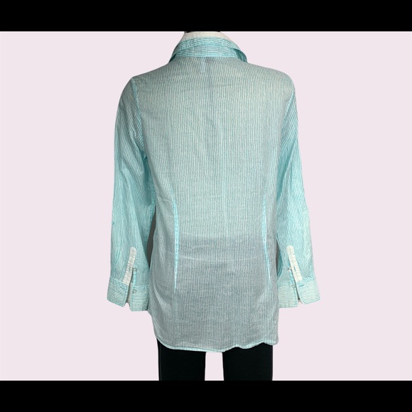 FDJ striped clear green and white long shirt Size 10 - Picture 5 of 13